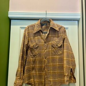Vintage Brown and Yellow Plaid Shirt